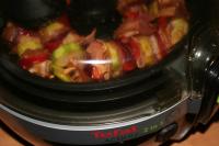 Die Spieße auf der Platte in Actifry-Grill...