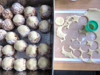 Die Kügelchen in Kokos wälzen. Marzipan auf dem...