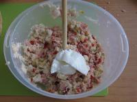 Zubereiteten Käse und Sahne beimischen....