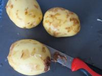Kartoffeln abwaschen und mit einem Messer...