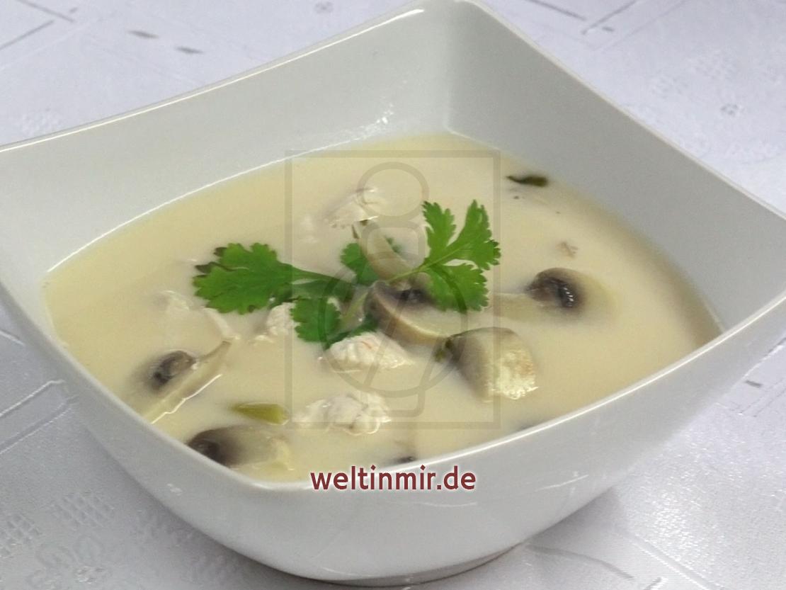 Thailändische Hühnersuppe mit Kokosmilch • Rezept | weltinmir.de