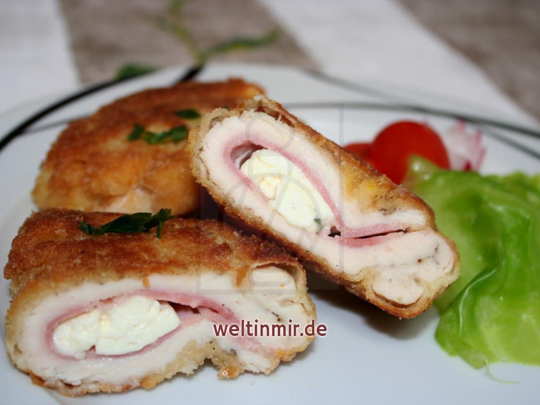 Hühnerbrust gefüllt mit Niva-Käse und Speck. • Rezept | weltinmir.de